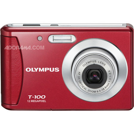 Olympus T-100 12 Megapixels Digital Camera, 3x Optical Zoom, 4x Digital Zoom, 2.4&quot; LCD Screen, Red image