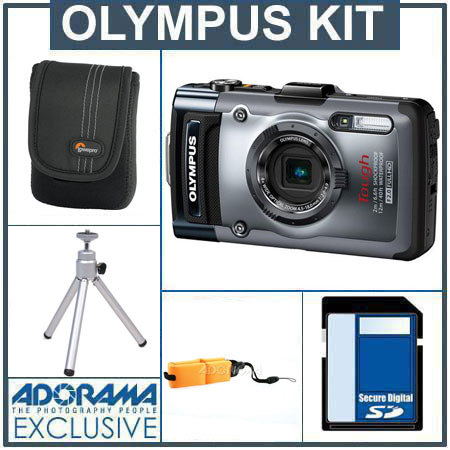 Olympus Tough TG-1 iHS Digital Camera - Bundle - with 8GB SD Memory Card , Camera Case, Table Top Tripod, Olympus Floating Foam Strap