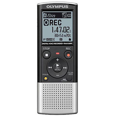 Olympus VN-8100PC Digital Voice Recorder with 2GB Memory, 843 Hours Recording Time, MP3 and WMA Recording, Silver image