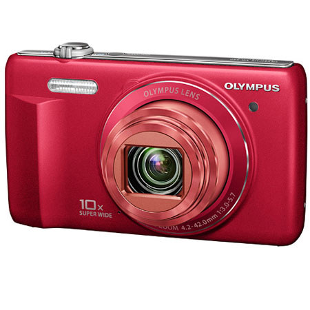 Olympus VR-340 16MP Digital Camera, 10x Optical/4x Digital Zoom, 3.0" LCD Monitor, 720p HD Video, Red