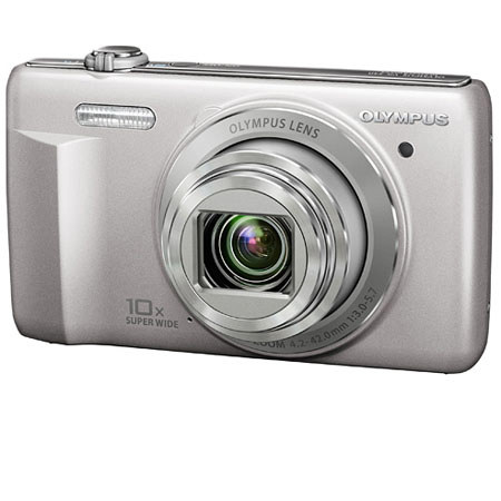 Olympus VR-340 16MP Digital Camera, 10x Optical/4x Digital Zoom, 3.0" LCD Monitor, 720p HD Video, Silver