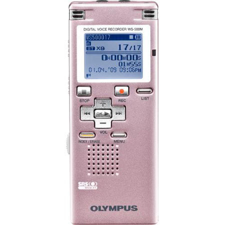 Olympus WS-500M Digital Voice Recorder with 2 GB Built-in Flash Memory, Record Up to 545 Hours in LP Mode, Pink image