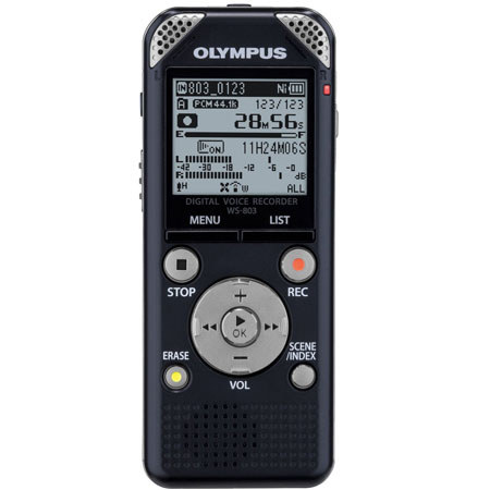 Olympus WS-803 Digital Voice Recorder with Battery, Built-in 8GB Flash Memory, PCM/MP3/WMA Stereo Recording, Black