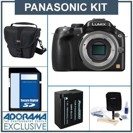 Panasonic Lumix DMC-G5 Digital Single Lens Mirrorless Camera Body, 16.05 MP Live MOS Sensor - Bundle - with 32GB SDHC Memory Card, Lowepro Rezo TLZ-10 Holster-S