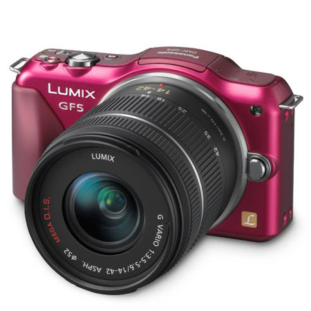 Panasonic Lumix DMC-GF5 Digital Camera with Lumix G Vario 14-42mm f/3.5-5.6 Zoom Lens, Red