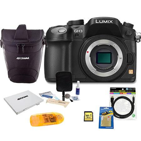 Panasonic Lumix DMC-GH3 Mirrorless Digital Camera Body Only, Black - Bundle - with 16GB UHS-1 Class 10 SDHC Card, Camera Bag, Cleaning Kit, LCD Screen Protector, USB 2.0 Card Reader, Memory Card Holder, 6' HDMI Cable