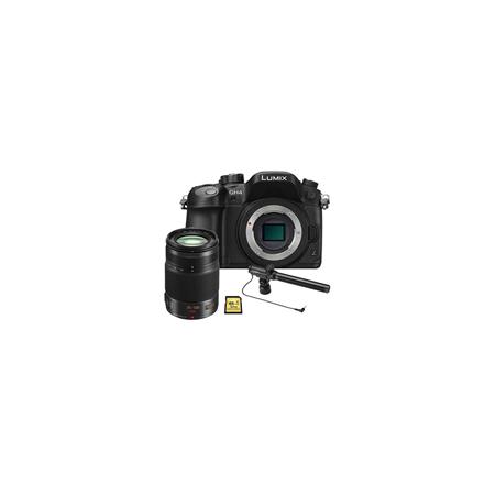 Panasonic Lumix DMC-GH4 Mirrorless Digital Camera Body, Black - Bundle With , LUMIX G Vario 35-100mm f/2.8 ASPH Lens for G Series Cameras, DMW-MS2 Stereo Shotgun Microphone, Gold Series 32GB Class 10 SDHC Memory Card