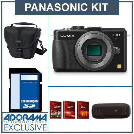 Panasonic Lumix DMC-GX1 16MP Camera Body - Black - Bundle - with 16GB SD Memory Card, Camera Case, USB 2.0 SD Card Reader, FREE: Red Giant Adorama Production Bu
