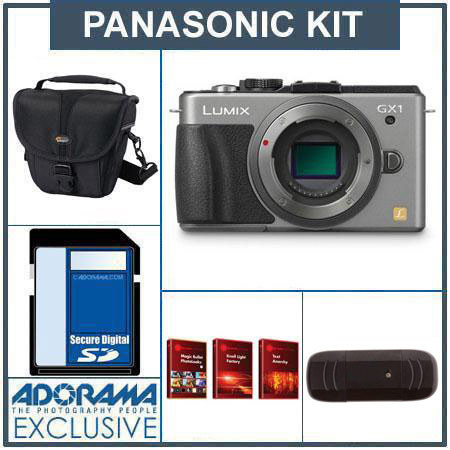 Panasonic Lumix DMC-GX1 16MP Camera Body - Silver - Bundle - with 16GB SD Memory Card, Camera Case, USB 2.0 SD Card Reader, FREE: Red Giant Adorama Production B