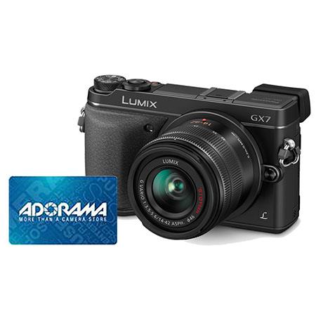 Panasonic Lumix DMC-GX7 Mirrorless Digital Camera Kit with Lumix G Vario 14-42mm/F3.5-5.6 Lens, Black - With FREE Adorama $100 GIFT CARD