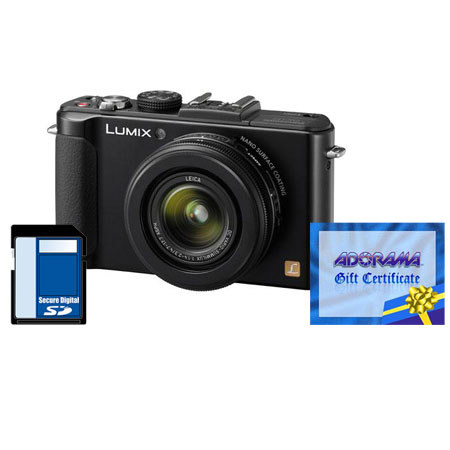 Panasonic Lumix DMC-LX7 10.1 Megapixels Digital Camera with 3.8x24mm Wide-Angle Leica Optical Zoom Lens, Black - Bundle - with Adorama $50.00 Gift Certificate a
