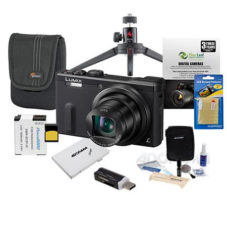 Panasonic Lumix DMC-ZS40 Digital Camera Black - Bundle With 32GB Class 10 SDHC Card, Camera Case, Spare DMW-BCM13E Battery, New Leaf 3 Year (Drops & Spills) Warranty, Cleaning Kit, Table Top Tripod with Ball Head, SD Card Case, SD Card Reader, Screen Prot