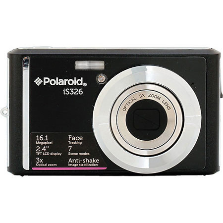 Polaroid IS326 16MP Digital Still Camera, 3x Optical Zoom, 4x Digital Zoom, 2.4" LCD Rear Screen, Black