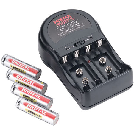 Pentax AA Rapid Charger with 4 1800mah AA Batteries. image