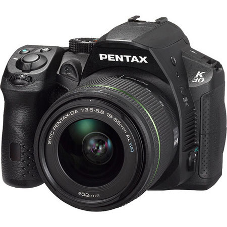 Pentax K-30 Digital SLR Camera with DA 18-55mm f/3.5-5.6 AL WR Zoom Lens, 16MP APS-C CMOS Image Sensor, Full 1080p HD Video, 3.0" TFT Color LCD, Black