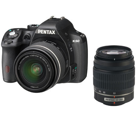 UPC 027075233331 product image for Pentax K-50 Digial SLR Camera with DA L 18-55 WR & 50-200 WR Lenses, Black, 16MP | upcitemdb.com