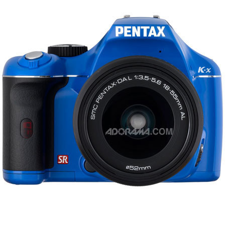 Pentax K-x Digital SLR Blue Camera Kit with Black 18-55mm DA-L Lens image