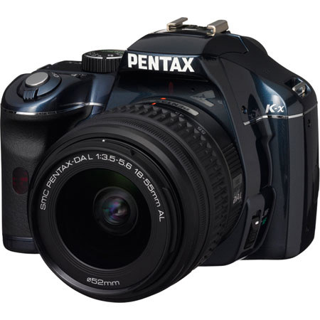 Pentax K-x Digital SLR Navy Blue Camera with Black 18-55mm DA Lens image