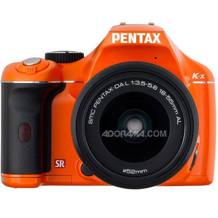 Pentax K-x Digital SLR Orange Camera Kit with Black 18-55mm DA-L Lens image