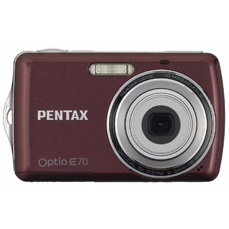 Pentax Optio E70 Digital Camera with 10.0 Megapixel, 3x Optical Zoom, 5.7x Digital Zoom and 2.4" LCD Screen - Red image