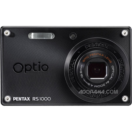 Pentax Optio RS1000 Digital Camera, 14.1 Megapixel, Wide-Angle 4x Zoom, 3 inch LCD, Interchangeable Cosmetic Skins - Black image