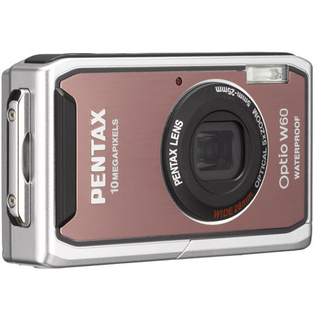 Pentax Optio W60 Digital Point &amp; Shoot Waterproof Camera, 10 Megapixel, 5x Optical Zoom, 5.7x Digital Zoom, 2.5" LCD Display, Pink image