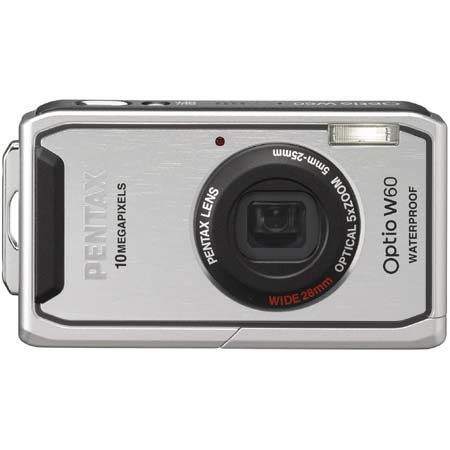 Pentax Optio W60 Digital Point &amp; Shoot Waterproof Camera, 10 Megapixel, 5x Optical Zoom, 5.7x Digital Zoom, 2.5" LCD Display, Silver image