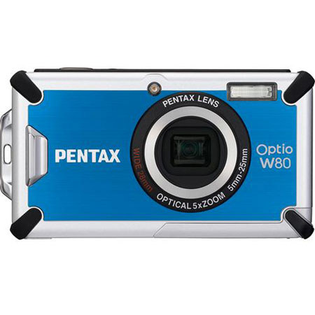 Pentax Optio W80 12.1 MP, Waterproof, Dust/Cold/Shock-Proof Digital Camera, Wide-Angle 5x Optical Zoom, Azure Blue image