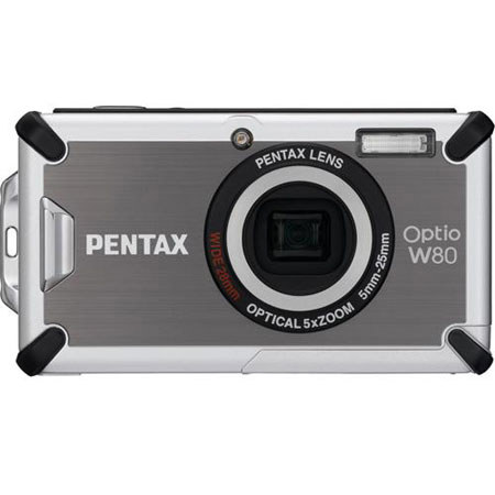 Pentax Optio W80 12.1 MP, Waterproof, Dust/Cold/Shock-Proof Digital Camera, Wide-Angle 5x Optical Zoom, Gunmetal image