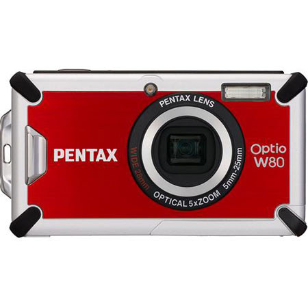 Pentax Optio W80 12.1 MP, Waterproof, Dust/Cold/Shock-Proof Digital Camera, Wide-Angle 5x Optical Zoom, Red image
