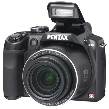 Pentax Optio X70 Digital Camera with 12.0 Megapixel, 24x Optical Zoom, 6.25x Digital Zoom and 2.7&quot; LCD Screen - Black image