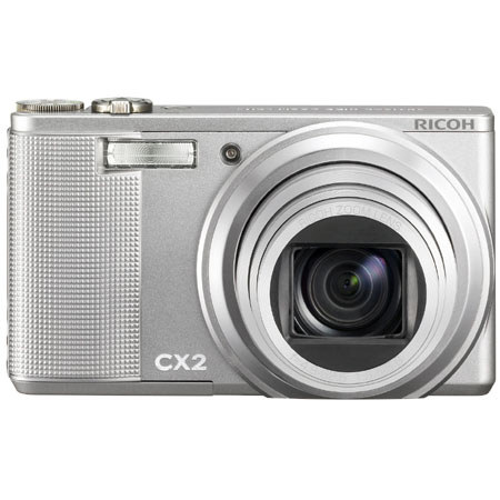 Ricoh CX2 Digital Point &amp; Shoot Camera, 9.29mp, with 10.7x Optical Zoom, 3" LCD Display, 5 FPS Shooting - Silver Finish - U.S.A. Warranty image