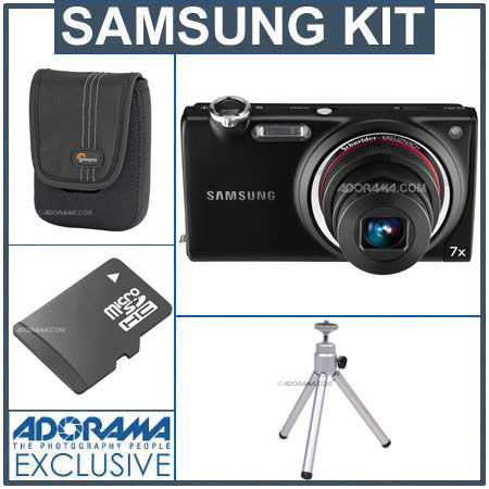 Samsung CL80 Digital Point &amp; Shoot Camera Kit - Black - with 4GB Micro SD Memory Card,,Camera Case, Table Top Tripod image