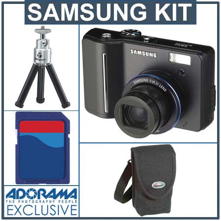 Samsung Digimax S850 Black Digital Camera kit, with 1 GB SD Memory Card, Table Top Tripod, Camera Case image