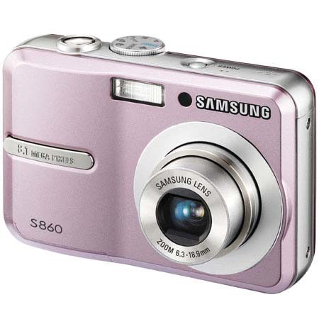 Samsung Digimax S860 Digital Camera 8mp, 3x Optical Zoom, 3x Digital Zoom Lens, 2.4" LCD Screen, with face Detection - Color: Pink image