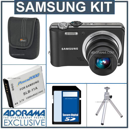 Samsung HZ Series HZ30W Digital Point and Shoot Camera Kit - Black - with 8GB SD Memory Card, Camera Case, Table Top Tripod, Spare SLB-11A Type Battery image