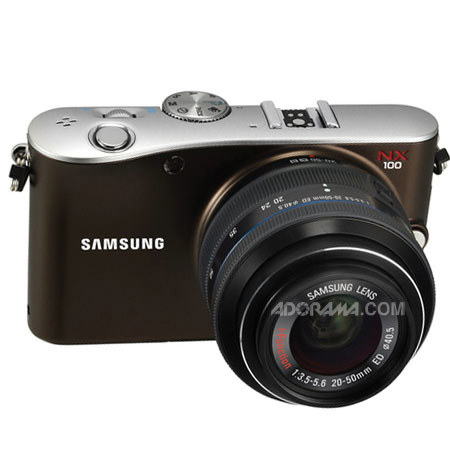 Samsung NX100 AF DSLR Digital Camera with 20-50mm Zoom Lens, 14.6 Megapixels, APS-C Size CMOS, 3.0 inch Amoled Display - Brown image