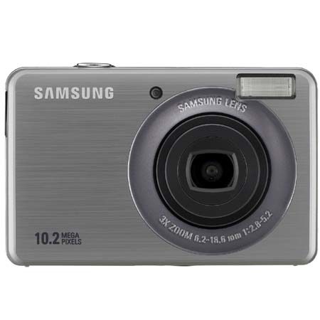 Samsung SL Series SL202 Digital Point &amp; Shoot Camera, 10.2 Megapixel, 3x Optical Zoom, 2.7" TFT LCD Screen, Silver image
