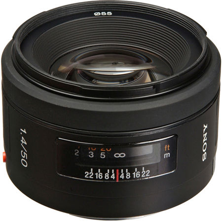 Sony 50mm f/1.4 a (alpha) Mount Digital SLR Standard Lens with Hood. image