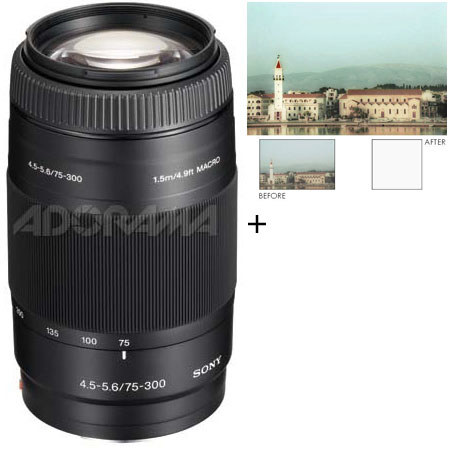 Sony 75-300mm f/4.5-5.6 a (alpha) Mount Digital SLR Telephoto Zoom Lens Kit, with Tiffen 55mm UV Filter image