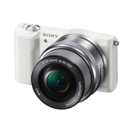 Sony Alpha A5100 Mirrorless Digital Camera with 16-50mm Lens, 24.3MP, Flip up Touch Screen LCD, 6FPS, SB 2.0, Full HD Video, Built-in Wi-Fi with NFC, White Body - Black Lens