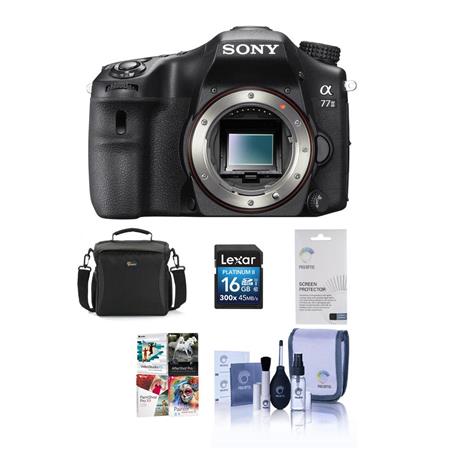 Sony a77II (Alpha 77 Mark II) Translucent Mirror DSLR Digital Camera, - Bundle With 16GB Class 10 SDHC Card, Camera Holster Case, Cleaning Kit, Screen Protector