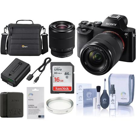 Sony Alpha a7 Mirrorless Digital Camera, with FE 28-70mm f/3.5-5.6 OSS Lens - Bundle With Lowepro TLZ-20 Holster Case , 16GB UHS-1 Class 10 HS Card, Cleaning Kit, LCD Screen Protector 3