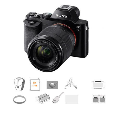 Sony Alpha Digital Camera, with FE 28-70mm f/3.5-5.6 OSS Lens - Bundle With Lowepro TLZ-20 Holster Case, 64GB UHS-1 Class 10 HS Card, Newleaf 3 Year Plus warranty, Spare battery, Cleaning Kit, Table Top Tripod W/BH, 55MM Filter Kit,Screen Protector 3