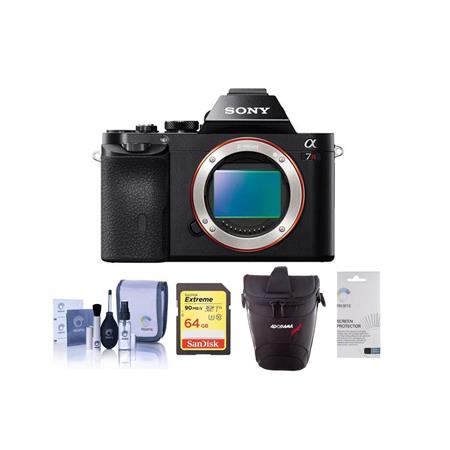 Sony Alpha a7R Mirrorless Digital Camera, Full Frame 36MP, 2.4 million - Bundle With Lowepro TLZ-20 Holster Case, 64GB UHS-1 Class 10 HS Card, Cleaning Kit, LCD Screen Protector 3