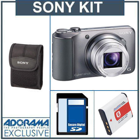 Sony Cyber-shot DSC-H90 Digital Camera,Silver - Bundle - with 16GB SD Memory Card, Camera Case, Spare Rechargeable Lithium-ion Battery