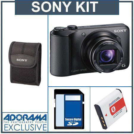 Sony Cyber-shot DSC-H90 Digital Camera, Black - Bundle - with 16GB SD Memory Card, Camera Case, Spare Rechargeable Lithium-ion Battery