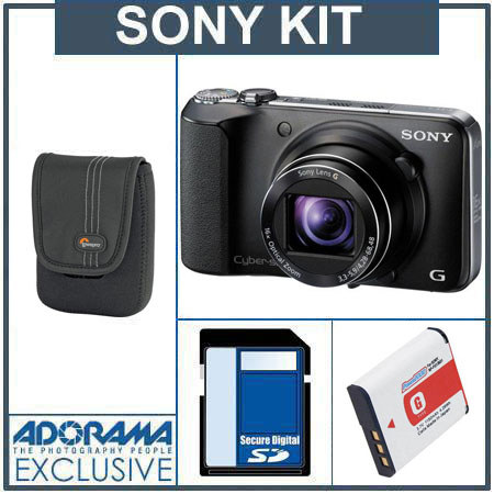 Sony Cyber-shot DSC-HX10V Digital Camera, Black - Bundle - with 16GB SD Memory Card, Camera Case, Spare Rechargeable Lithium-ion Battery