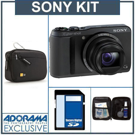 Sony Cyber-shot DSC-HX30V Digital Camera, Black - Bundle - with 16GB SD Memory Card. Camera Case, Professional Lens Cleaning Kit