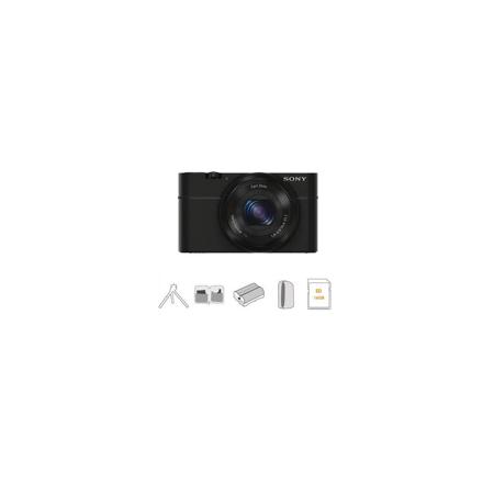 Sony Cyber-Shot DSC-RX100 Digital Camera, Black - with 16GB SDHC Memory Card, Sony Leatherette Case, Spare Sony NP-BX1 Battery, Professional Lens Cleaning Kit, 